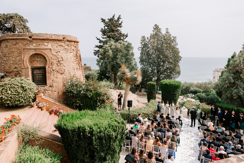 Ceremony in the lower gardens at Castillo Santa Catalina in Malaga