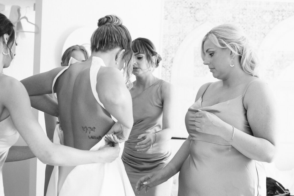 Getting ready at their Marbella Wedding