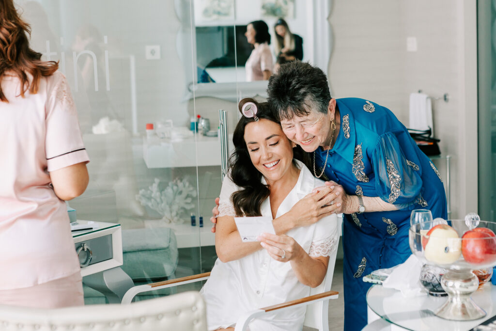 Mum and bride sharing a special moment